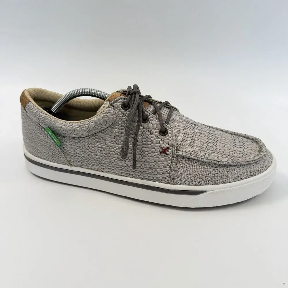 Twisted X Hooey Loper Casual Shoes Mens Gray Woven Boat Sneakers Size 10.5 M